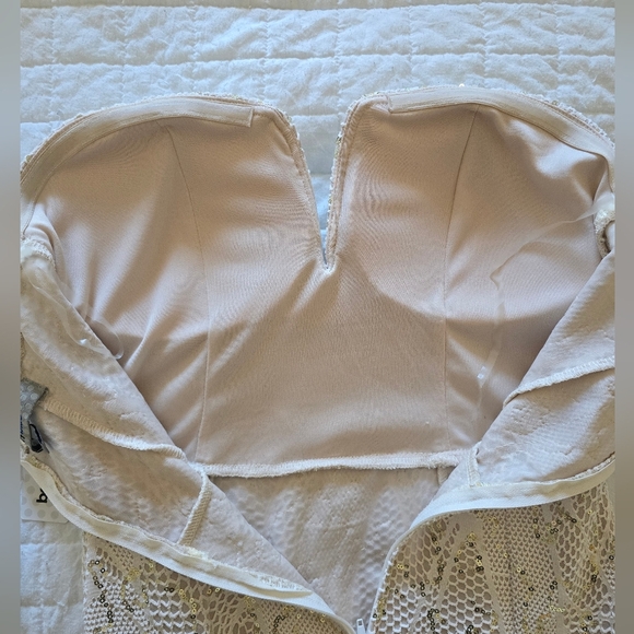 Strapless Sequin Lace Gown M Nude Maxi Formal Dress NWT - Picture 8 of 8